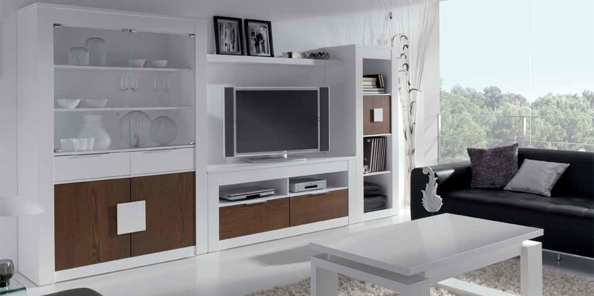 Mueble contemporáneo lacado y chapa natural